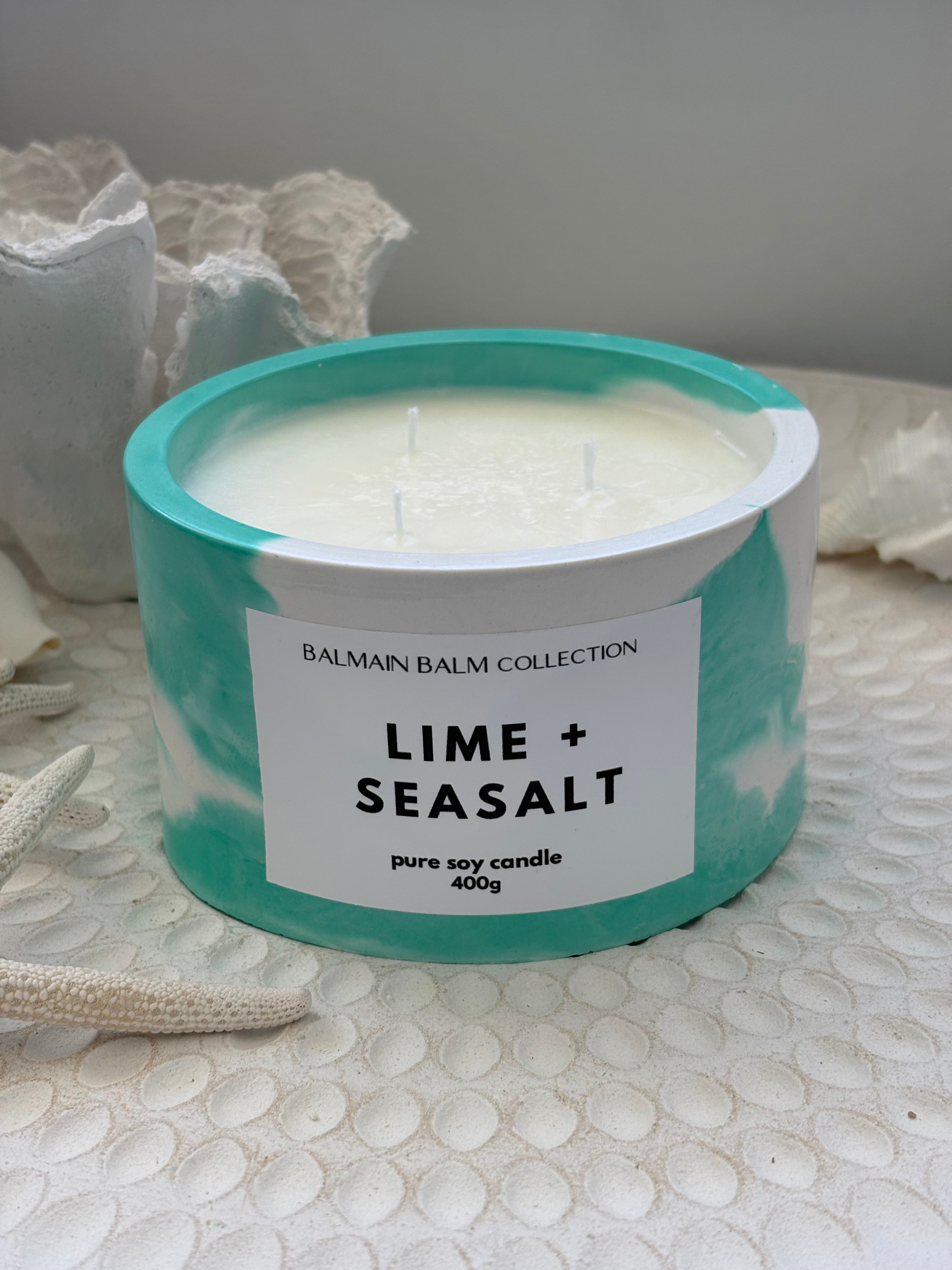 Green & White Marbled Candle - 400g