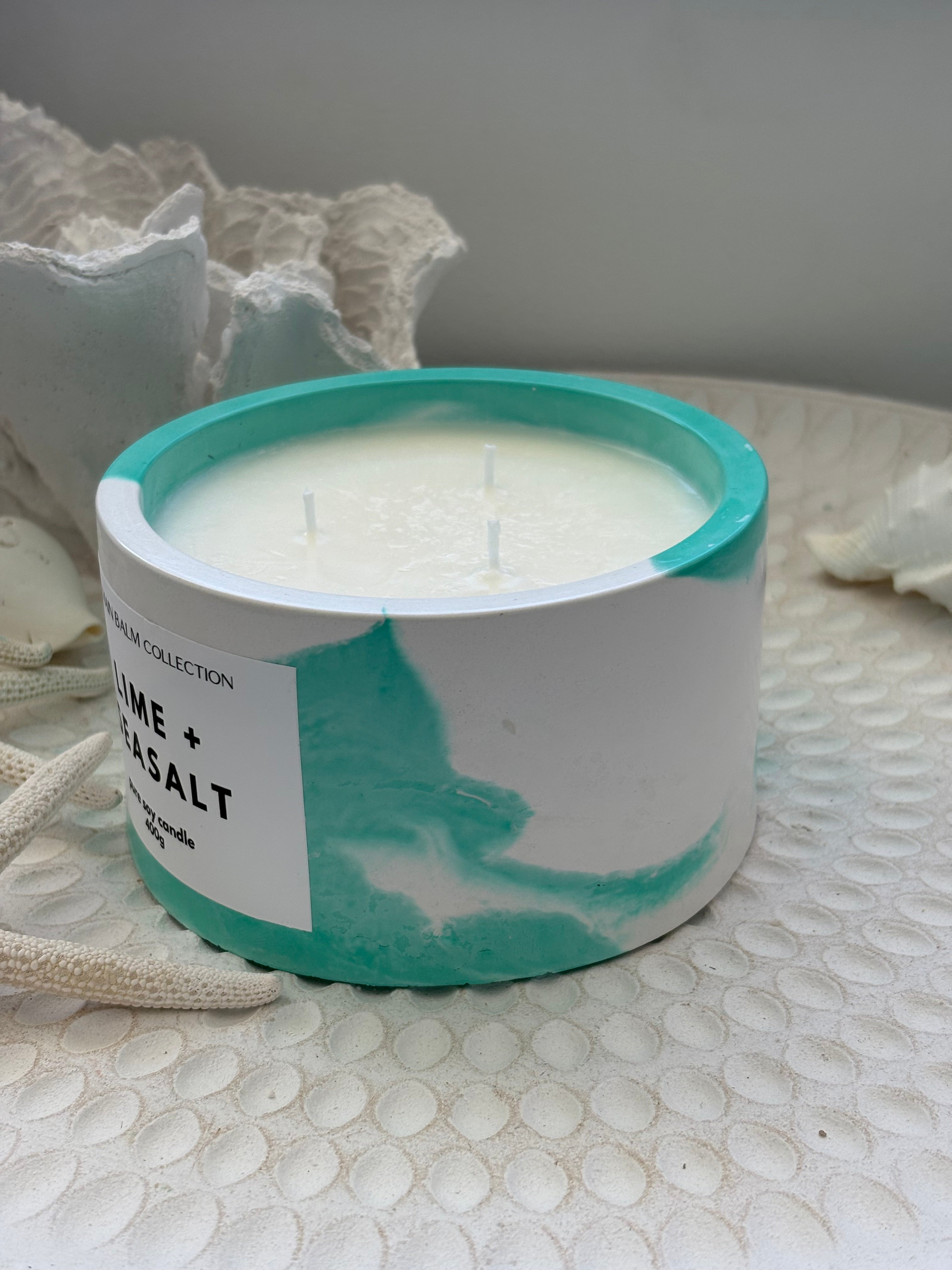 Green & White Marbled Candle - 400g