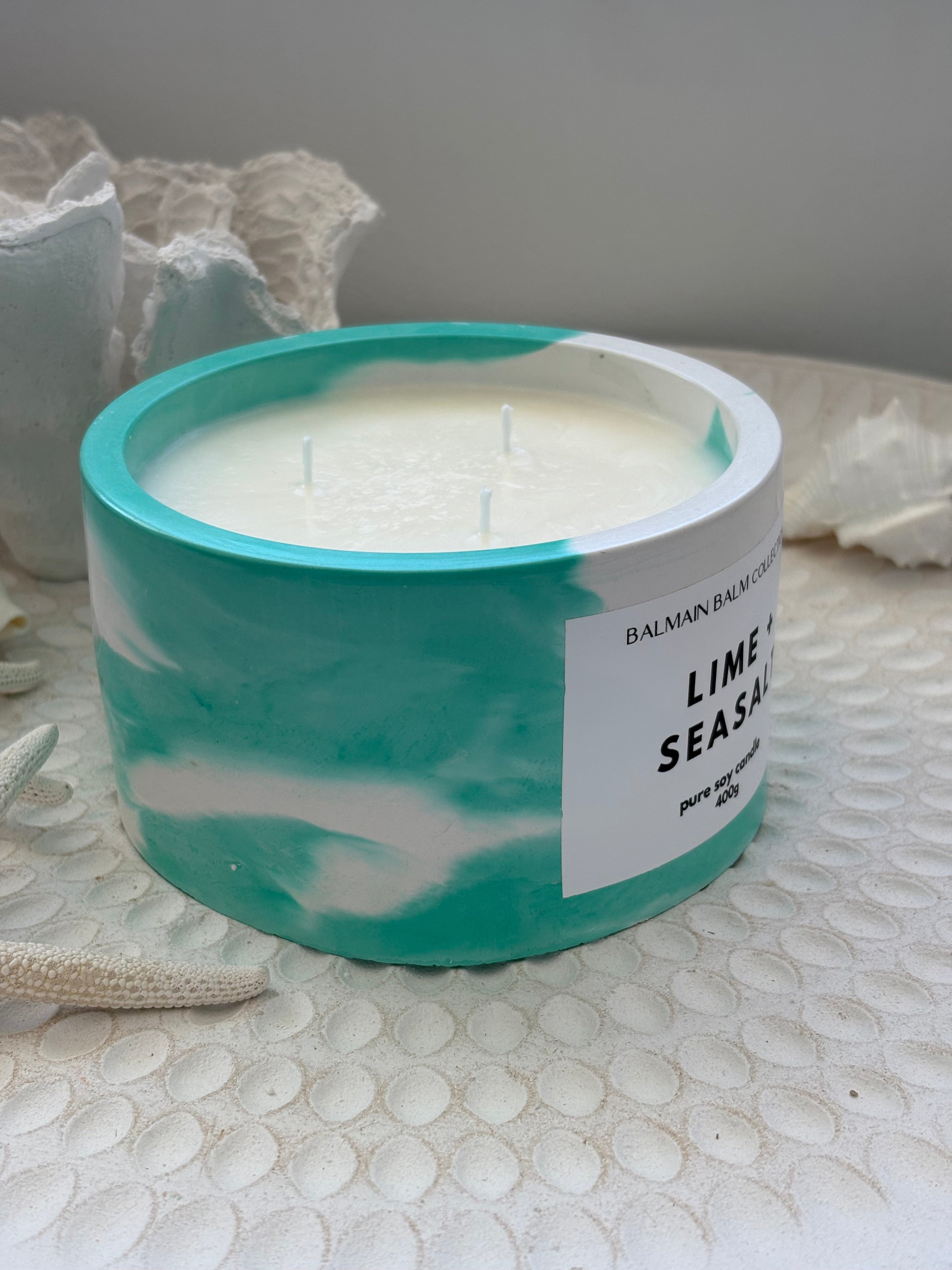 Green & White Marbled Candle - 400g