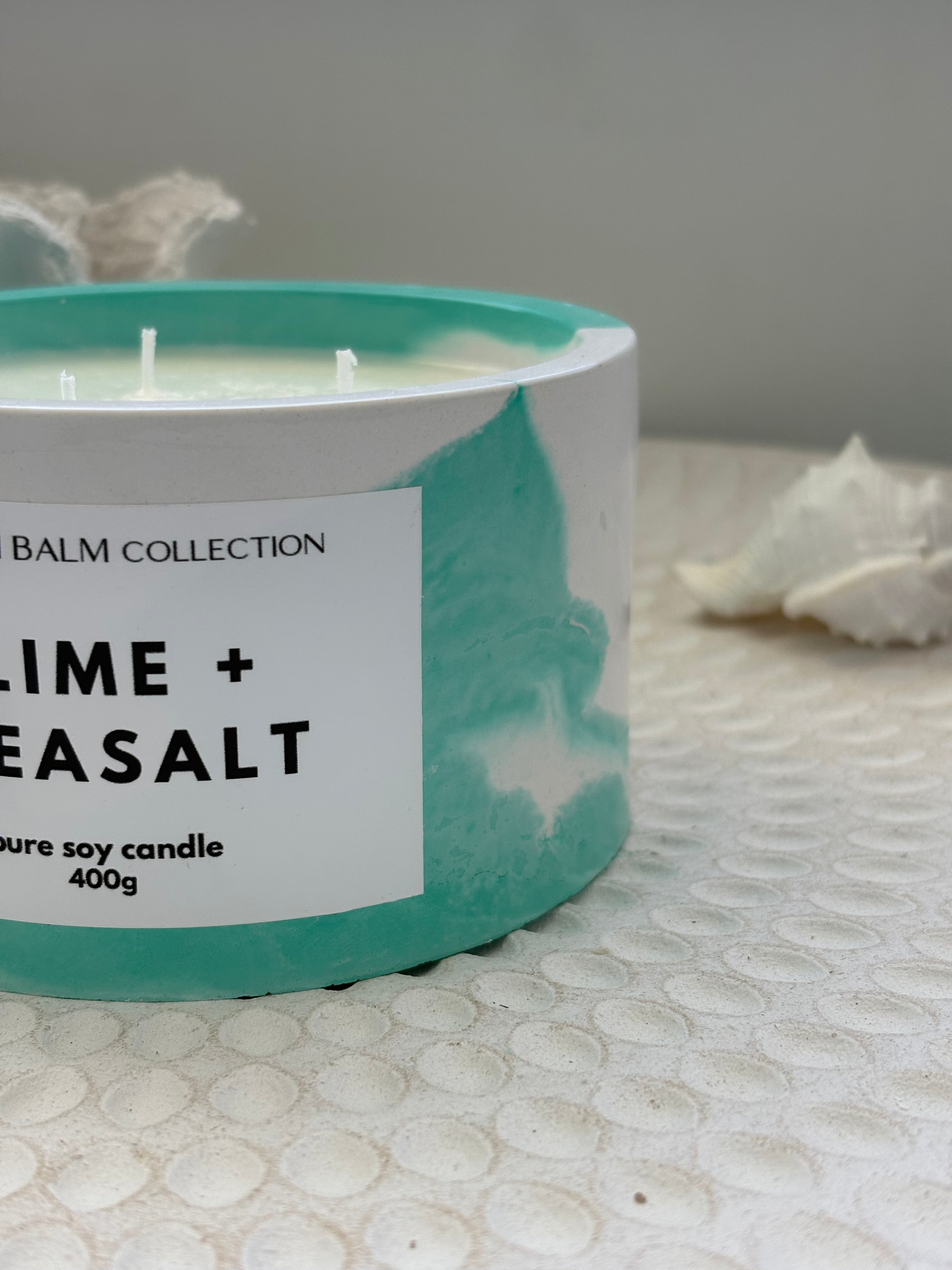 Green & White Marbled Candle - 400g