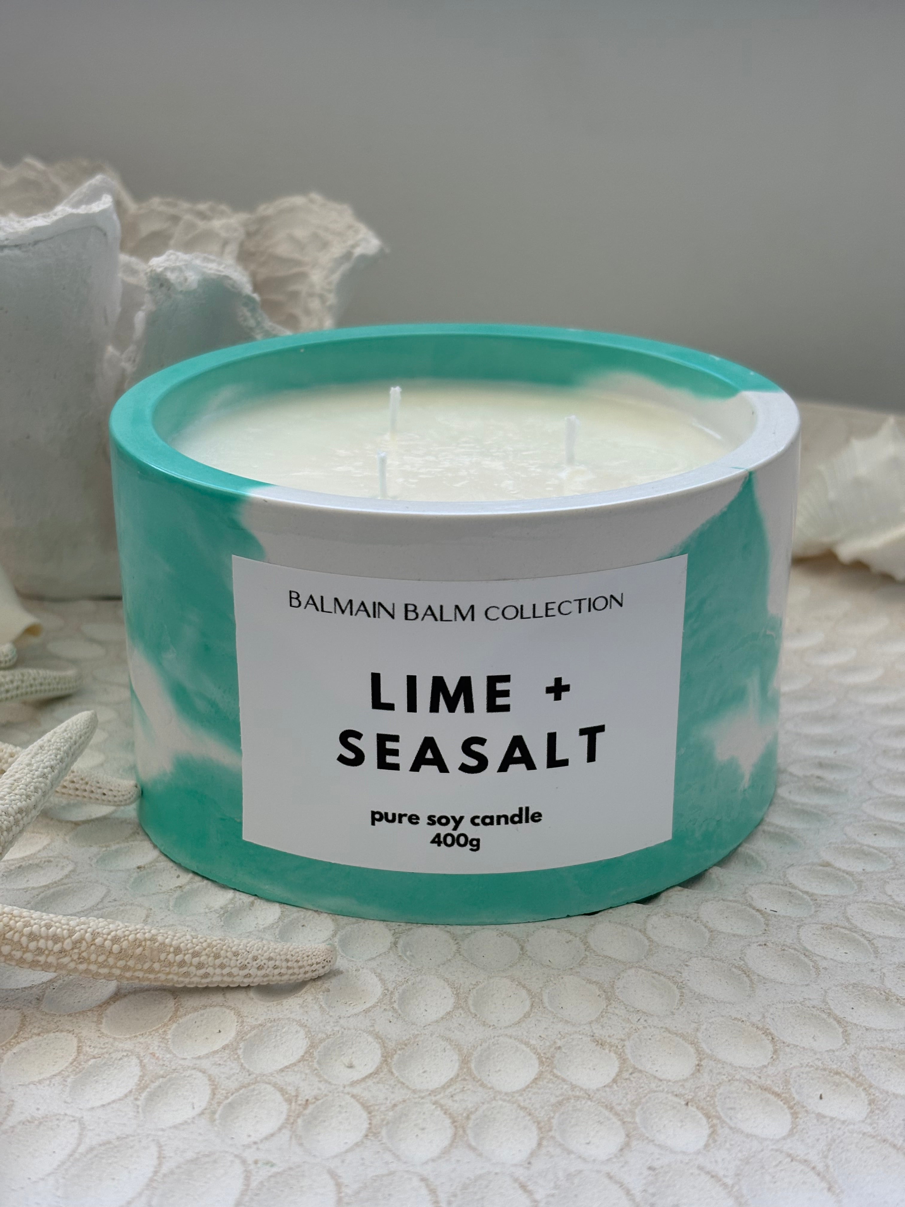 Green & White Marbled Candle - 400g